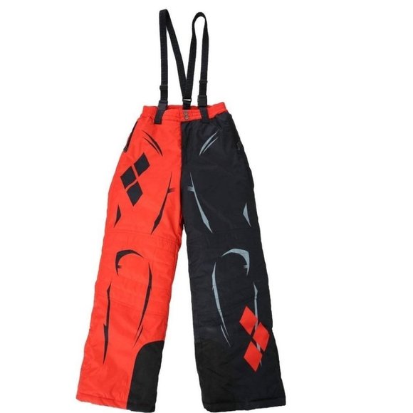 *Snow Pants sz 4 DC Comics Harley Batman Black Red Waterproof Zip Winter Girls - Picture 3 of 7